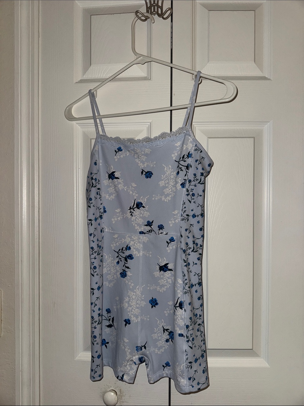 wild fable Light Blue Floral Lace Trim romper